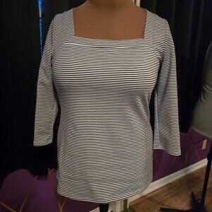 Who What Wear Black & White Square Neck Top, XXL